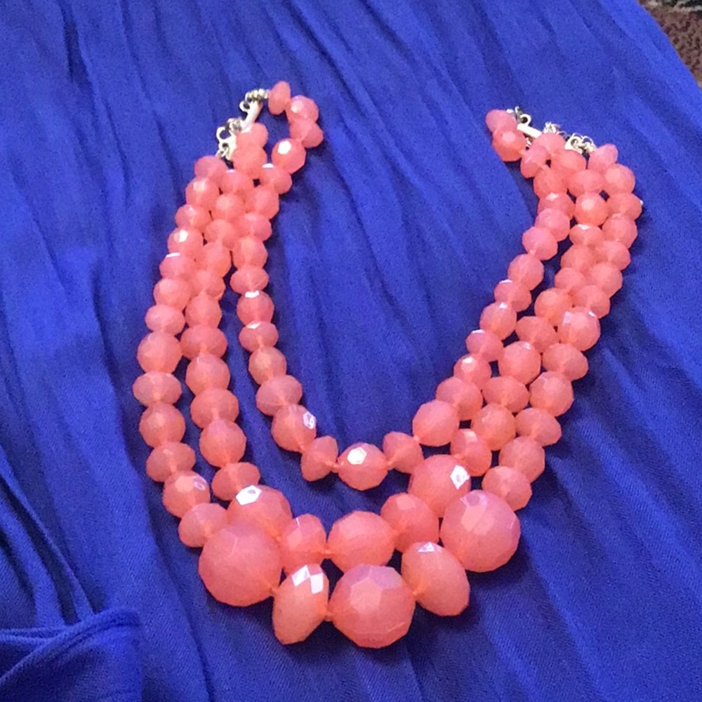 three tier peach sparkle necklace